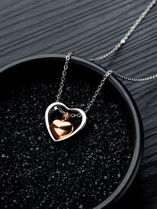 Open Sky Titanium With Platinum Plated Simplistic Heart Locket Necklace 1