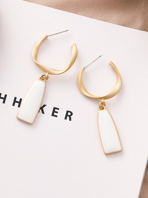 A White Alloy With  Rose Gold Plated Simplistic Geometric Drop Earrings