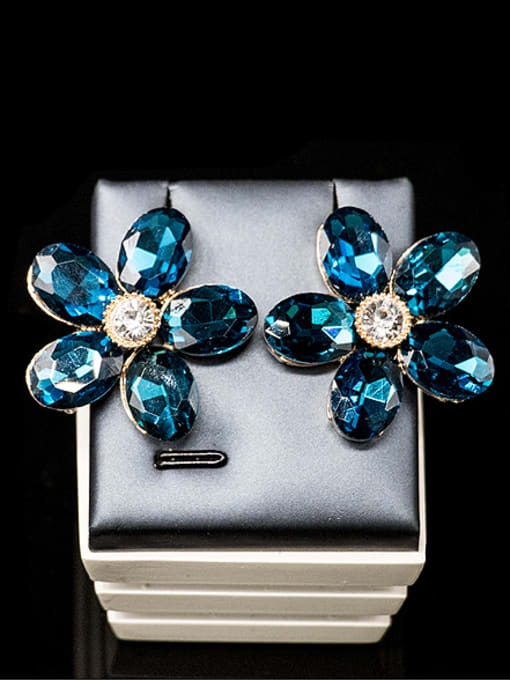 Lan Fu Statement Flower Glass Rhinestones Two Pieces Jewelry Set 1