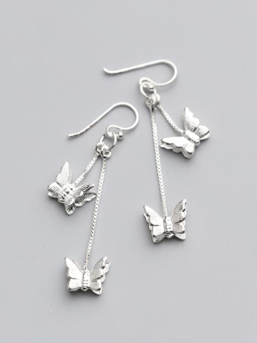 Rosh Temperament Butterfly Shaped S925 Silver Drop Earrings 0