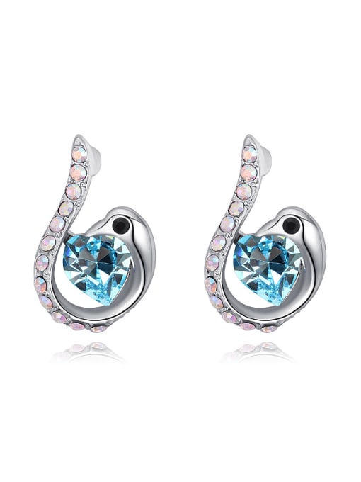 QIANZI Fashion Heart austrian Crystals Swan Alloy Stud Earrings 4