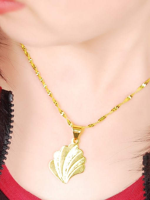 Yi Heng Da All-match Leaf Shaped 24K Gold Plated Copper Necklace 1
