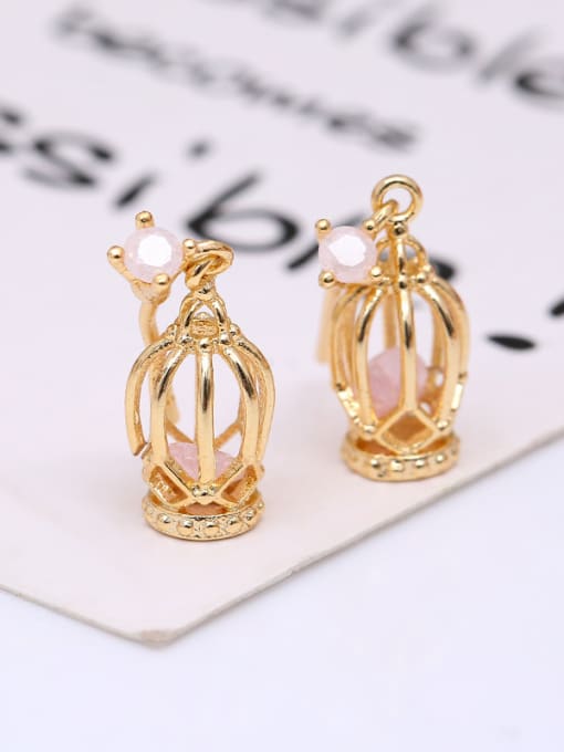 pink All-match 16K Gold Plated Crown Earrings