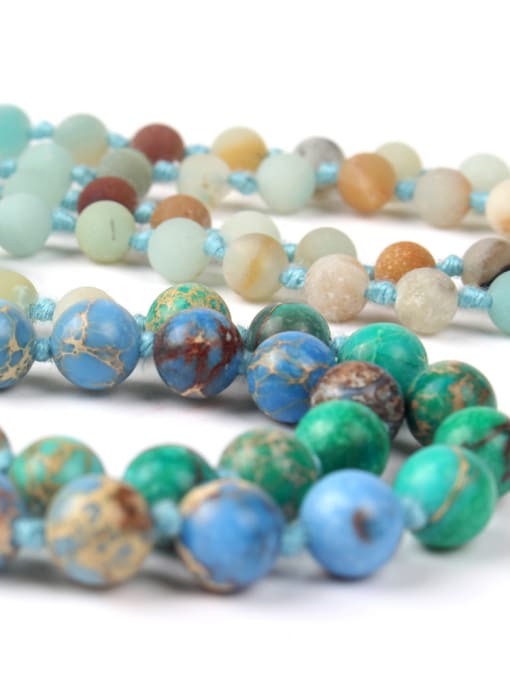 handmade Bohemia Colorful Natural Stones Tassel Long Necklace 2
