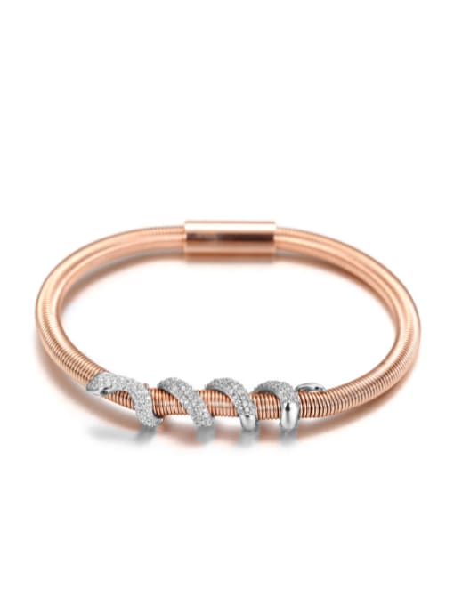 Rose Gold Platinum Fashion Personality Snake Shaped Titanium Steel Bracelet