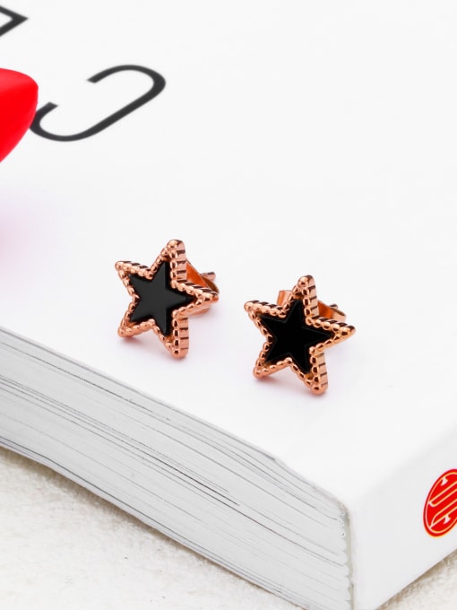 Open Sky Stainless Steel With Rose Gold Plated Classic Star Stud Earrings 2