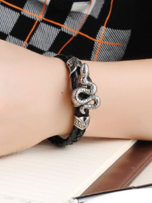 Open Sky Personalized Little Snake Titanium PU Men Bracelet 1