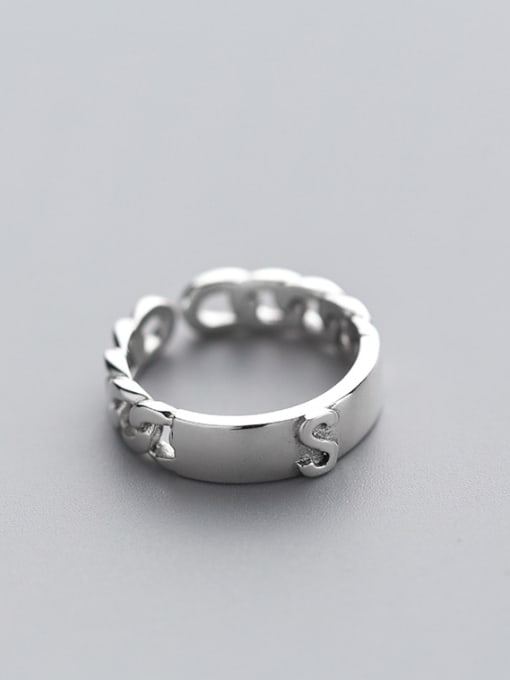 Rosh Fashionable Letter S Shaped Open Design S925 Silver Ring 0