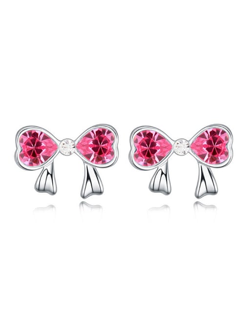 QIANZI Exquisite Heart austrian Crystals Bowknot Alloy Stud Earrings 0