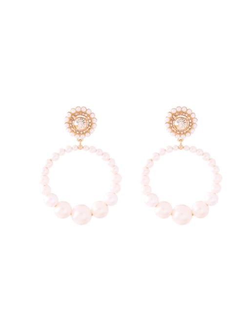 KM Elegant Temperament Circle Pearl Women Drop Earrings 0