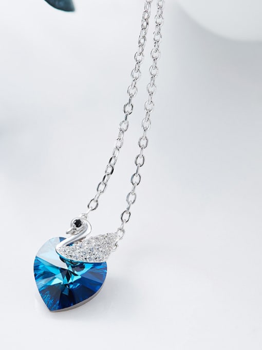 CEIDAI Fashion Heart-shaped austrian Crystal Swan Necklace 2