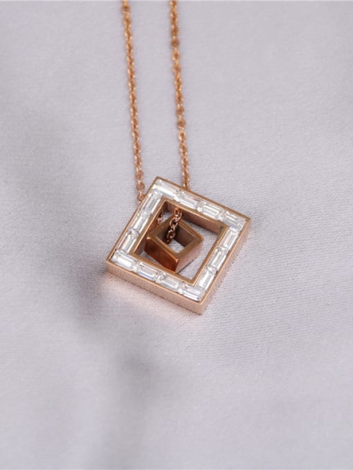 GROSE Square Pendant Zircon Clavicle Necklace