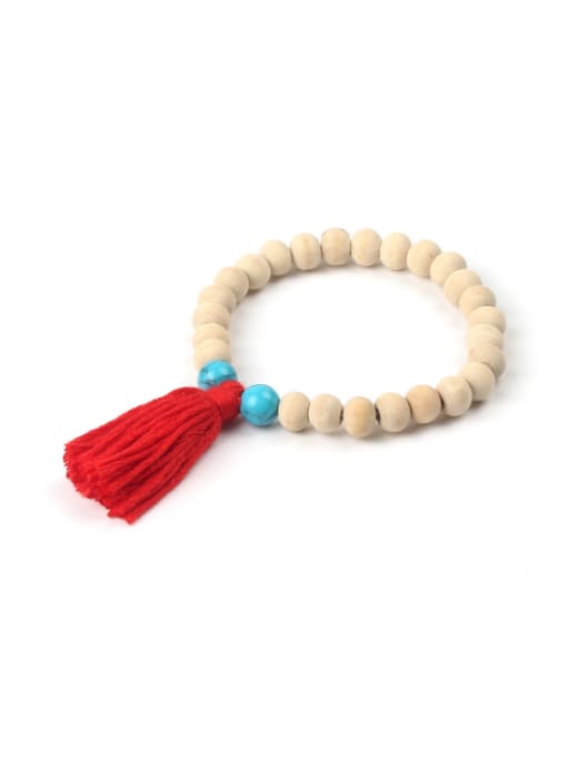 handmade Simple Wooden Beads Creative Tassel Bracelet 0