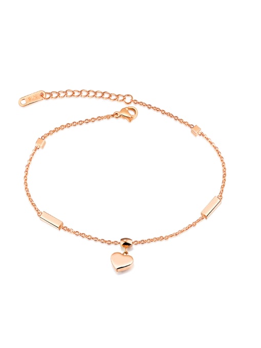 Open Sky Simple Little Heart Rose Gold Plated Anklet