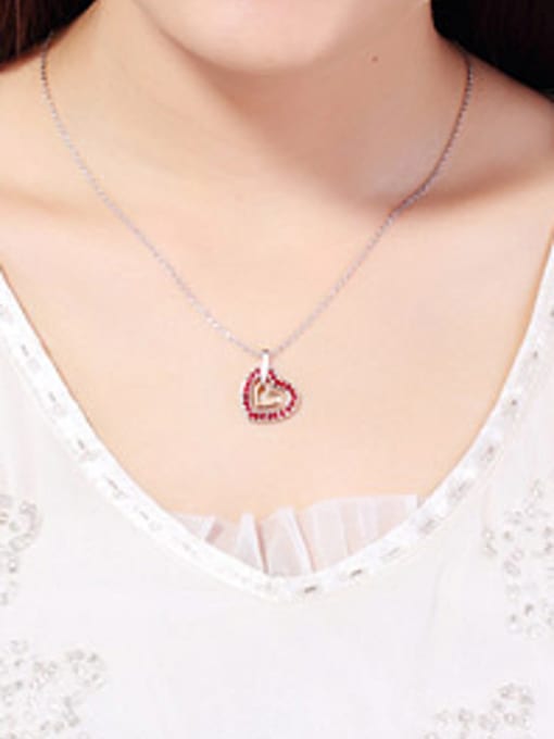 OUXI Fashion Austria Crystals Hollow Heart shaped Necklace 1