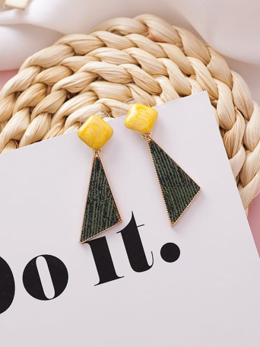 B green Alloy With Rose Gold Plated Simplistic Geometric  Texture Drop Earrings