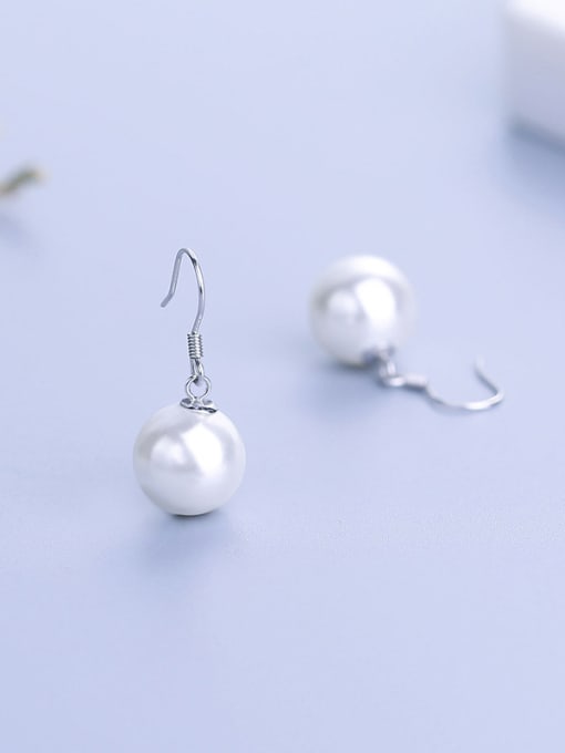One Silver Women Beautiful Pearl Drop Earrings 0