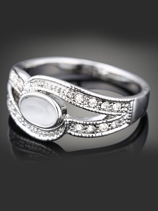 Wei Jia Fashion Oval Opal stone Cubic Rhinestones Alloy Ring 1
