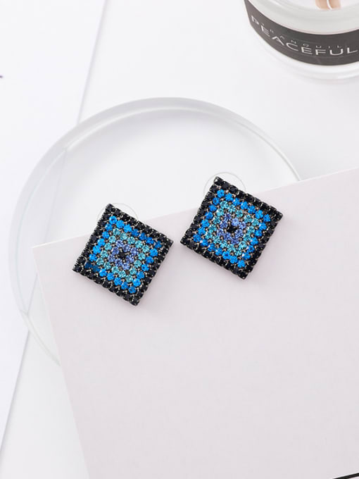 A8206 Square Alloy With Black Gun Plated Rhinestone Geometric Party Stud Earrings