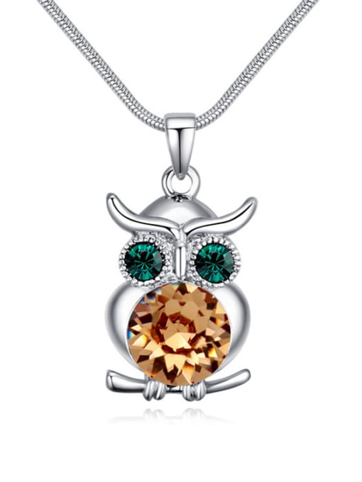 QIANZI Personalized Owl Pendant Cubic austrian Crystals Alloy Necklace 1