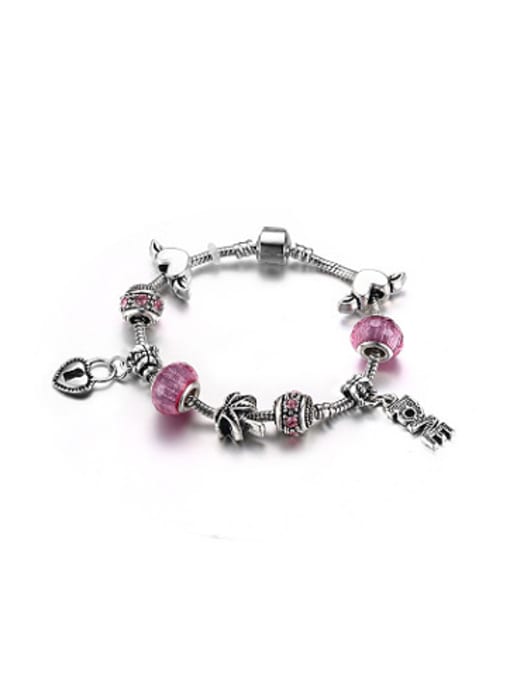 purple Elegant Geometric Shaped Glass Beads Alloy Bracelet