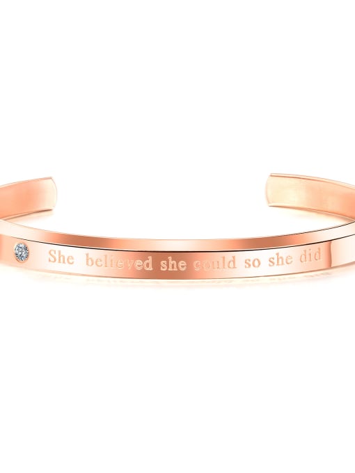 Titanium steel bracelet Stainless Steel With Rose Gold Plated Simplistic Monogrammed Bangles