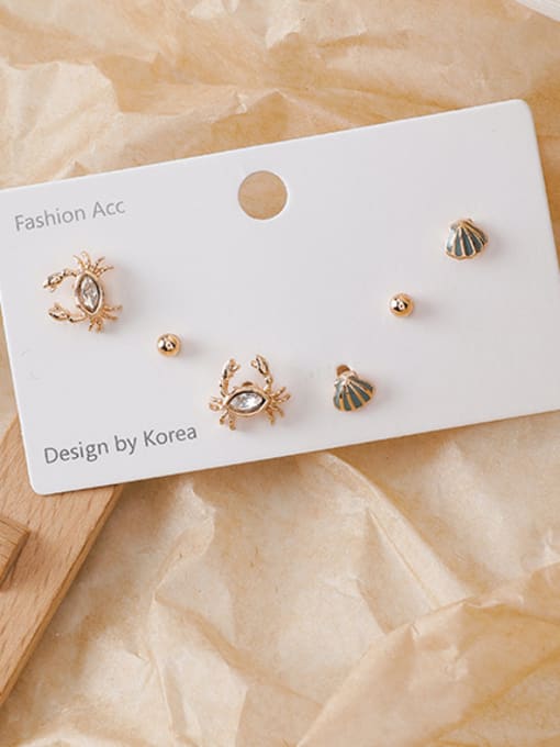 E crab Alloy With Gold Plated Cute Friut Stud Earrings
