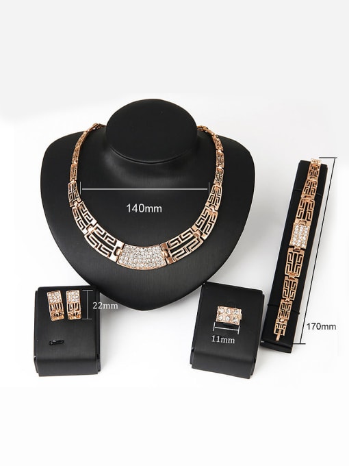 BESTIE Alloy Imitation-gold Plated Vintage style Artificial Zircon Four Pieces Jewelry Set 2