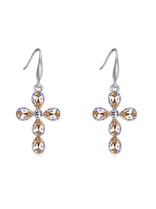 yellow Simple Water Drop austrian Crystals Cross Alloy Drop Earrings