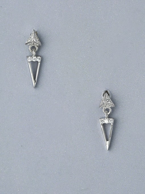 One Silver Tiny Triangle Cubic Zirconias 925 Silver Stud Earrrings 0