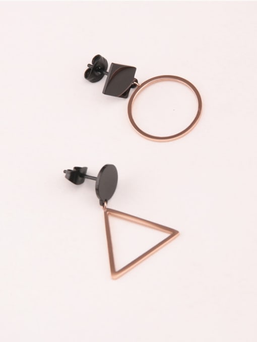 GROSE Rose Gold Plated Triangle Circular Asymmetric Earrings 1