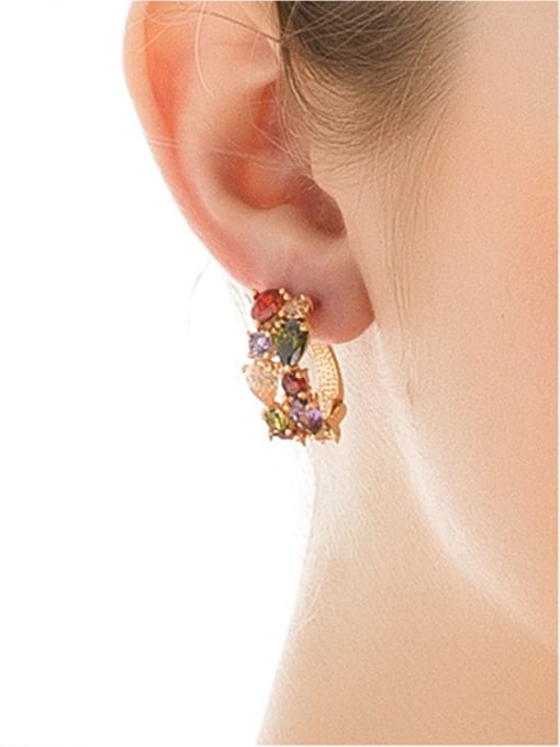 BLING SU Copper With Rose Gold Plated Luxury Water Drop Clip On Earrings 1