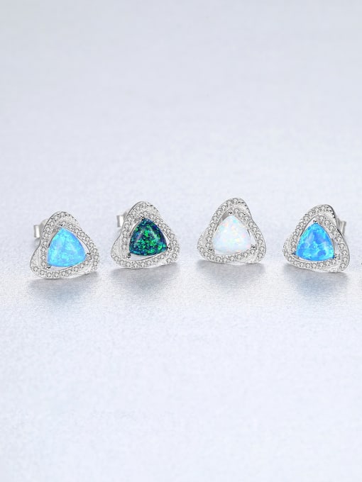 CCUI 925 Sterling Silver With   Classic Multicolor Triangle Stud Earrings 0