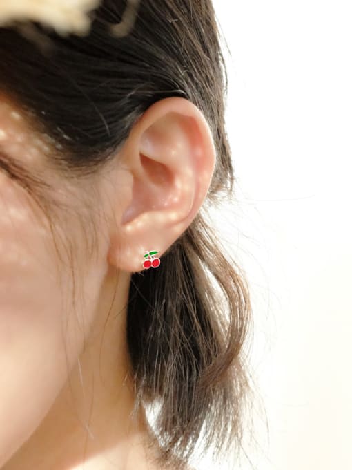 Peng Yuan Little Cherry Silver Stud Earrings 1