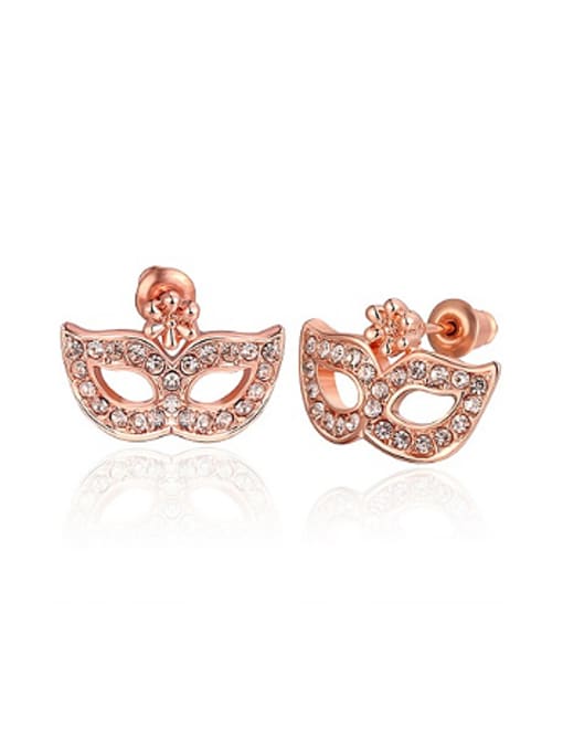 OUXI Personalized Mask Rose Gold Plated Stud Earrings 0