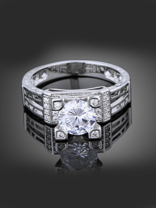 Wei Jia Fashion Cubic White Zircon Copper Wedding Ring 0