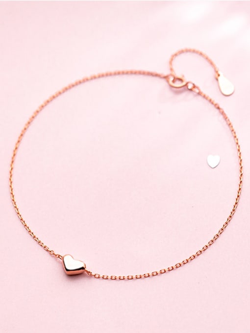 Rosh 925 Sterling Silver With Rose Gold Plated Delicate Heart Anklets 2