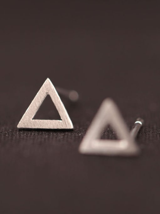 SILVER MI Drawing Triangle Simple Stud Earrings 1