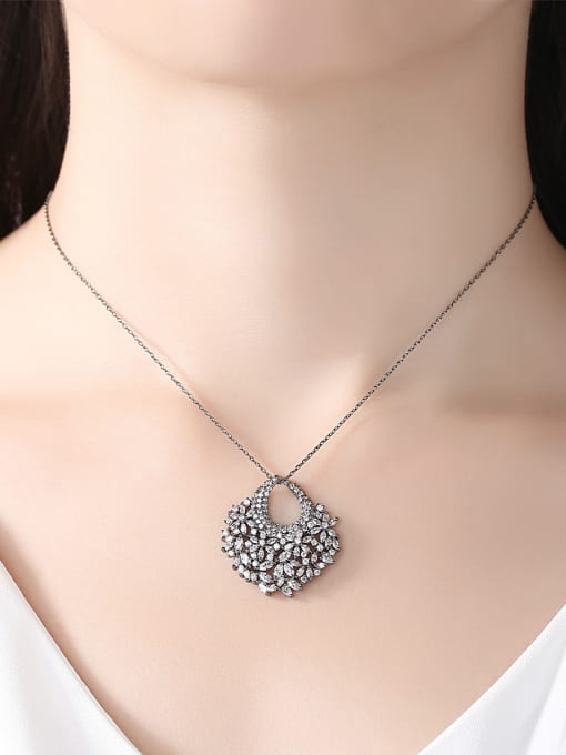 BLING SU Fashion fan AAA zircon dinner Necklace Gift 1