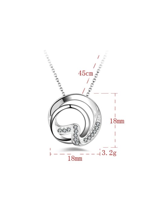 Ya Heng Simple Hollow Round Cubic White Zirconias Copper Necklace 2