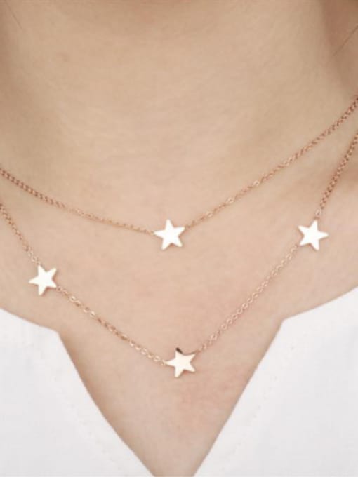 Open Sky Simple Little Stars Rose Gold Plated Two-layer Necklace 1