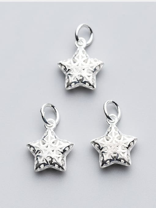 FAN 925 Sterling Silver With Silver Plated Fashion Hollow Pentagram star Charms 0