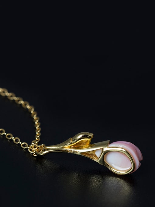 SILVER MI Magnolia Flower Clavicle Necklace 1