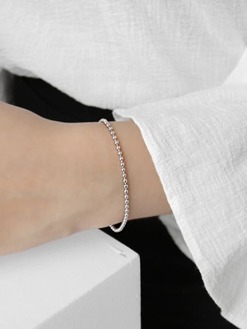 DAKA 925 Sterling Silver With Platinum Plated Simplistic Beads Bracelets 1