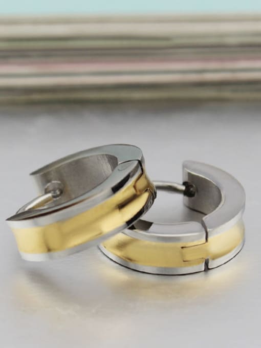 CONG Fashionable Gold Plated Geometric Titanium Clip Earrings 1