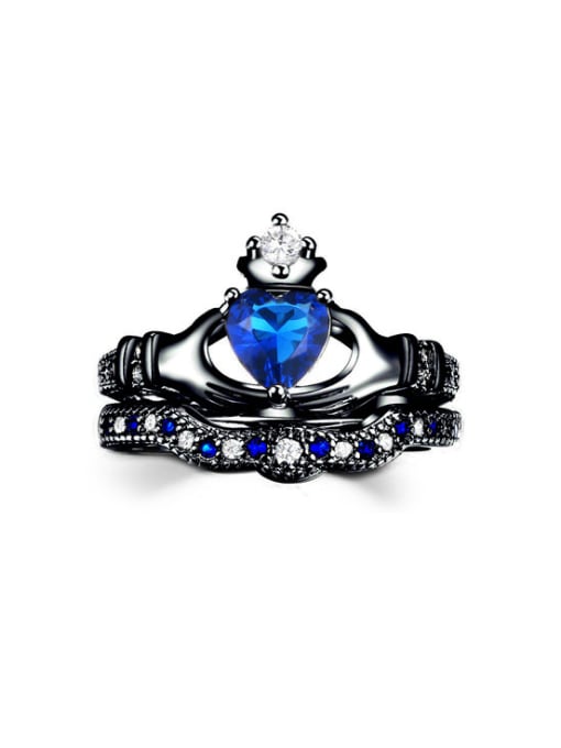 ZK Noble Blue Zircons Luxury Crown Ring 1