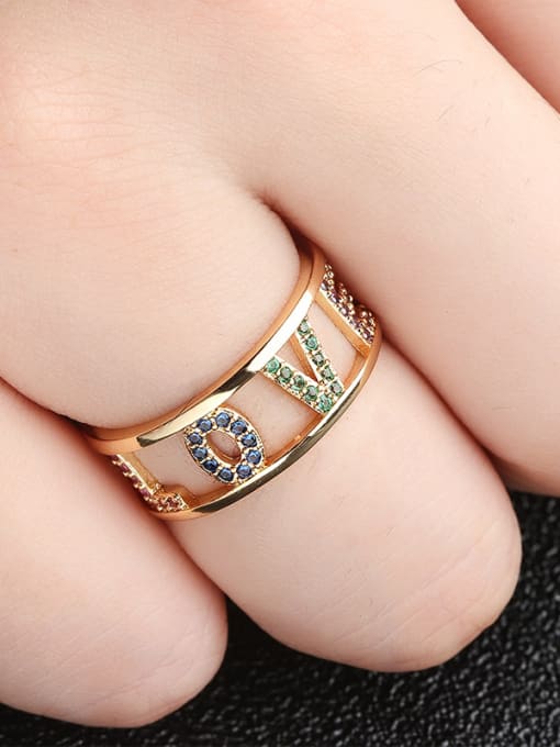 ROSS Copper With Cubic Zirconia Fashion Monogrammed LOVE Multistone Rings 1