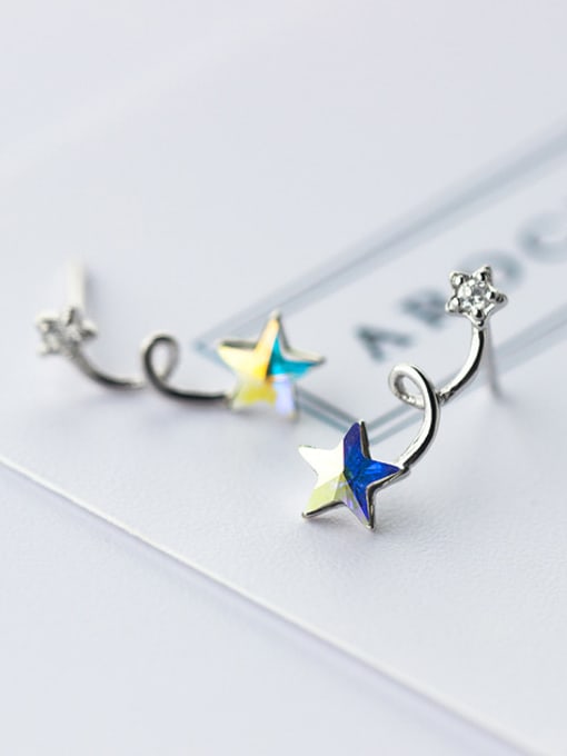 Rosh S925 Silver Fashion Sweet Color Star Stud cuff earring 1