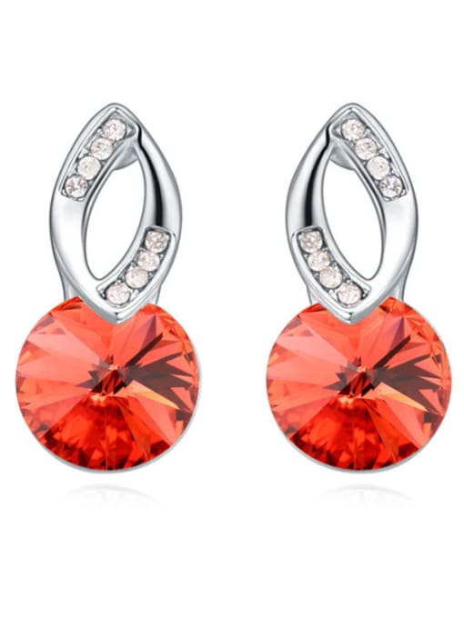Red Simple Round austrian Crystals Alloy Stud Earrings