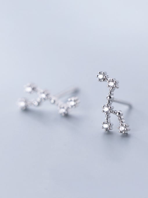 Leo 925 Sterling Silver With Cubic Zirconia Simplistic Constellation Stud Earrings